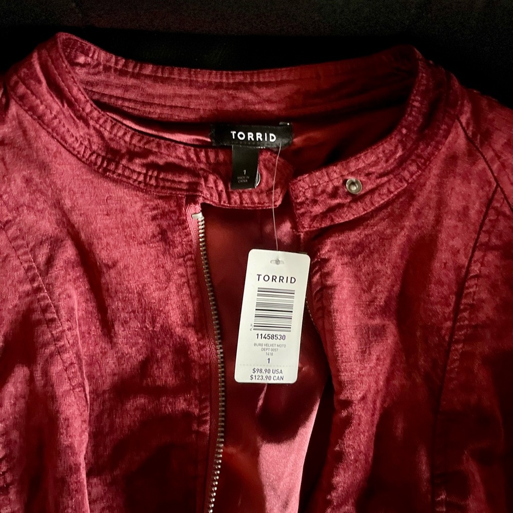 Torrid Women's Velvet Burgundy Moto Jacket 1X